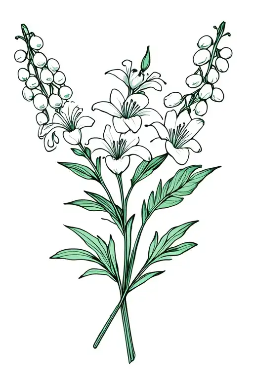 Larkspur Flower And Lily Of The Valley Flower Bouquet