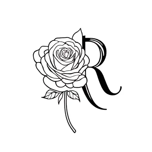Rose With Gingo With Letter R