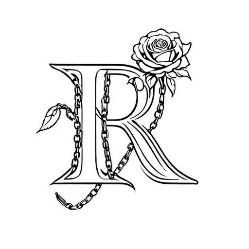 Rose With Chains And Letter R