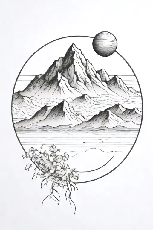 Big Moon And Mauntain