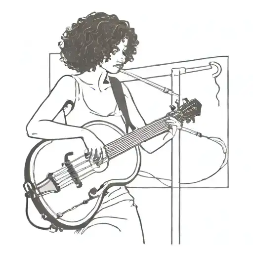 Girl With Curly Black Hair Playing The Upright Bass