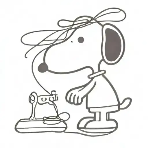 Snoopy Sewing A Dress