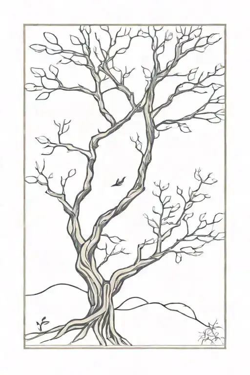 Tattoo Of Tree Looking Like Fishinghook