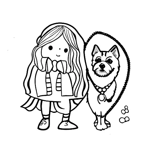 Girl Walking With A Dog