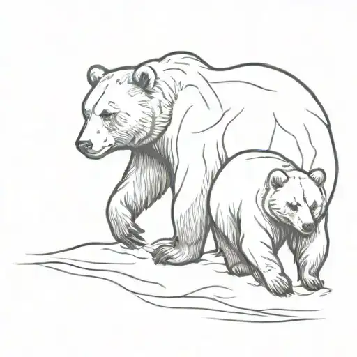Bear And Little Bear Walking