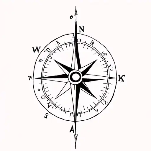 Compass One Line Art