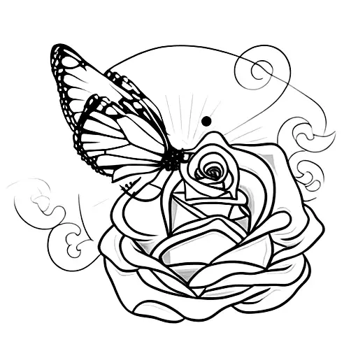 Monarch Butterfly On A Rose With Heavenly Beams Of Light