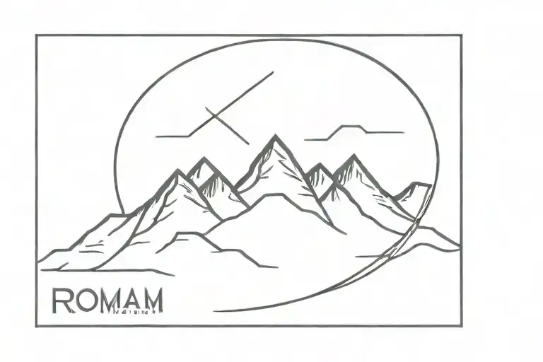 Mountain Landscape Silhouette With Roman Numerals Date