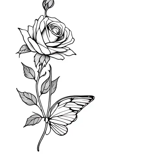 Half Rose Bud Half Butterfly Wing Made