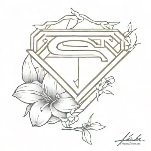 Superman Logo With Lily Flowers With Name Mekhi