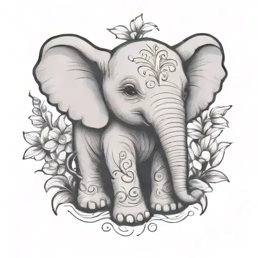 Baby Elephant Cute With Cursive Name Lily Grace