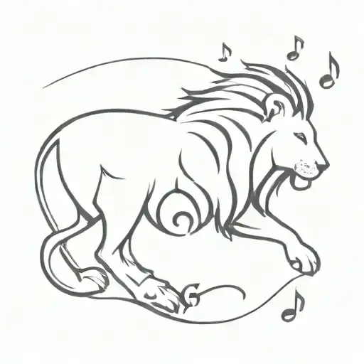 A Minimalist Lion Silhouette With Musical Notes Flowing Around It