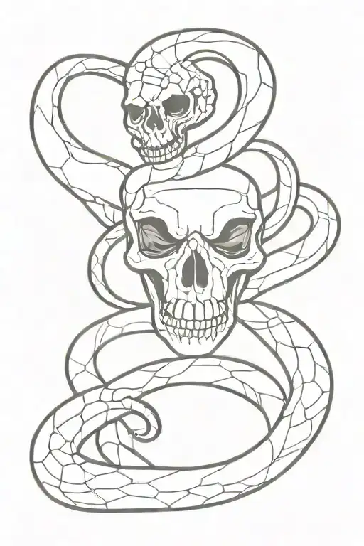 Snake With Head And Skull
