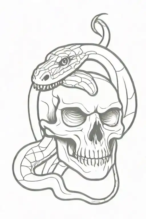 Snake With Head And Skull