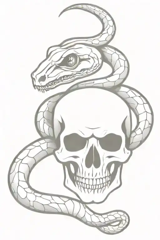 Snake With Head And Skull