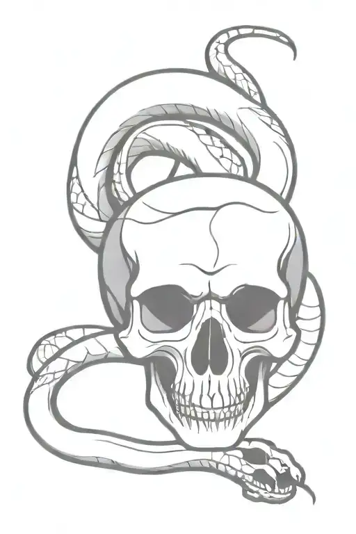 Snake With Head And Skull