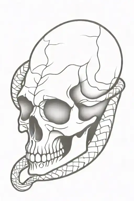 Skull With Full Lenght Snake