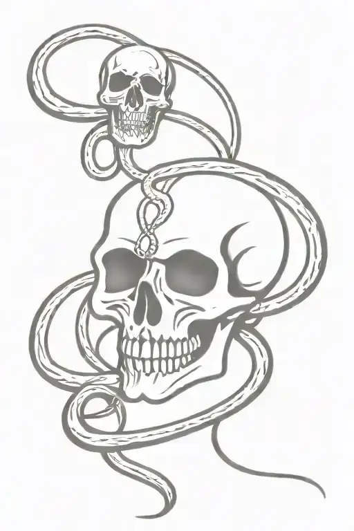 Skull With Full Lenght Snake