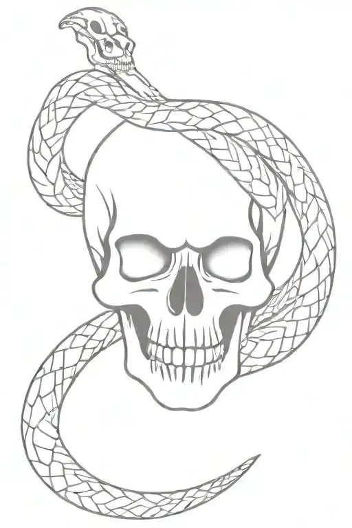 Skull With Full Lenght Snake