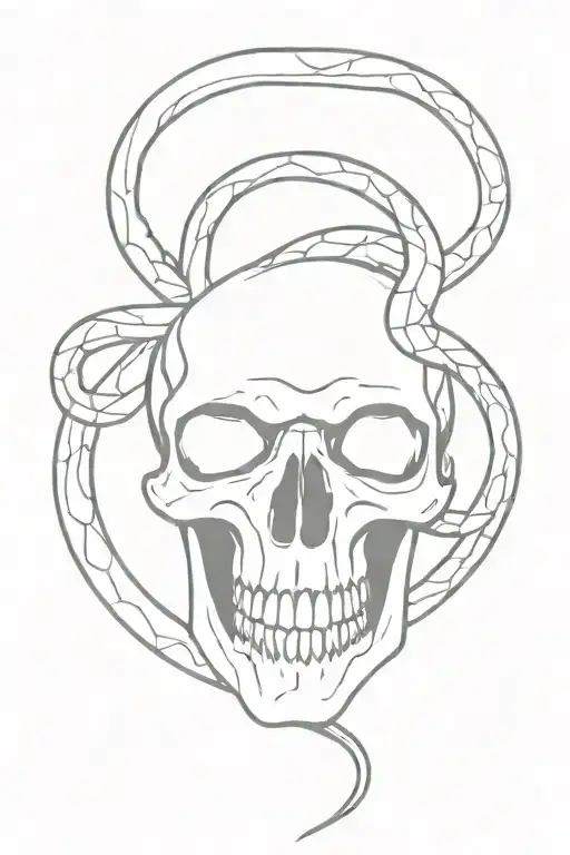 Skull With Full Lenght Snake