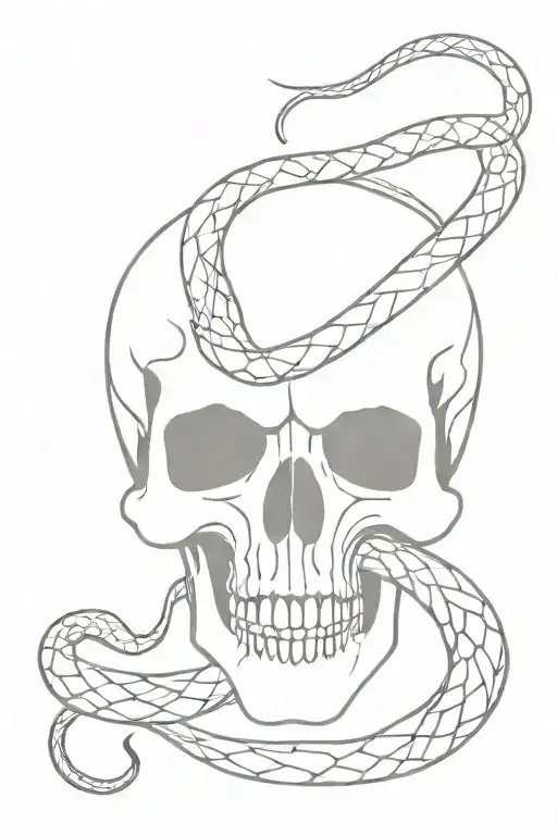 Skull With Full Lenght Snake