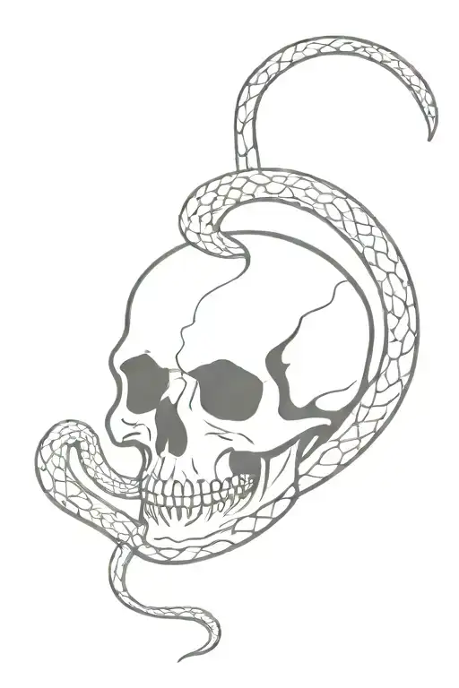 Skull With Full Lenght Snake Going Around It