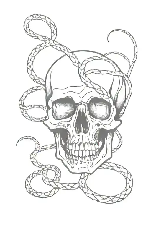 Skull With Full Lenght Snake Going Around It