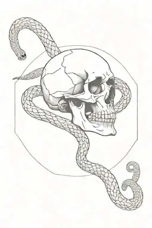 Skull With Full Lenght Snake Going Around It