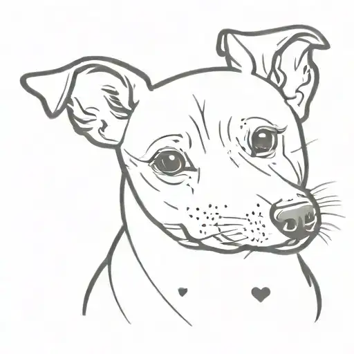 White Female Rat Terrier Dog With Spots And A Heart Shaped Spot On Her Stomach