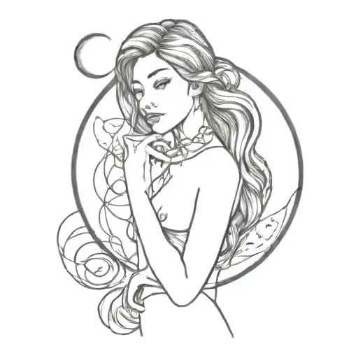 Picture Of A Girl Intertwined With Moon