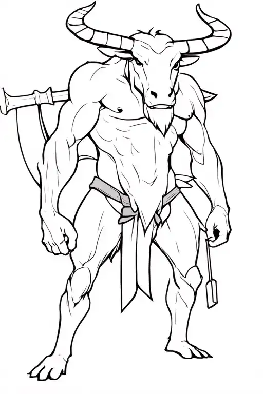 Minotaur Standing Guard With Hammer