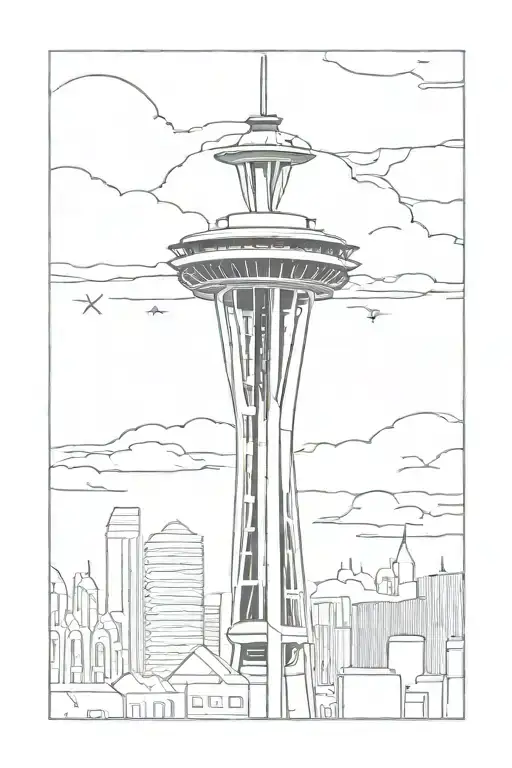 Space Needle Pointing Towards