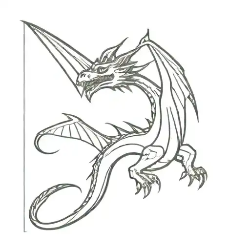 Dragon Facing Front Flying With Wings Spread Wide Open