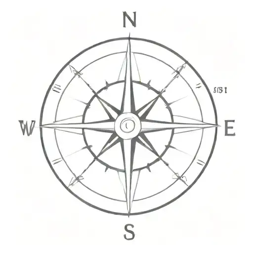 A Minimalist Design Of A Compass Rose With The Coordinates Of The Outer Banks