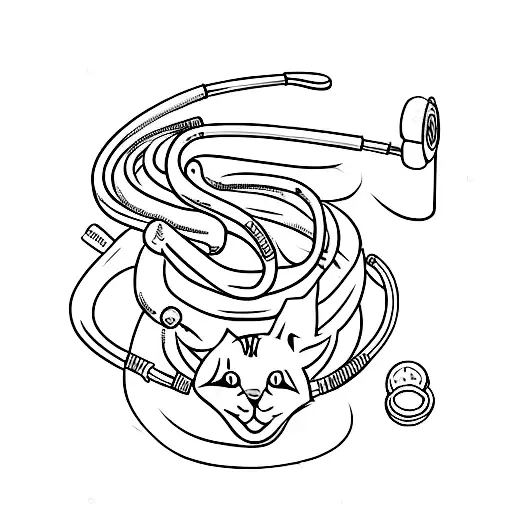 A Minimalist Tattoo Of A Veterinary Stethoscope Shaped Like A Cat