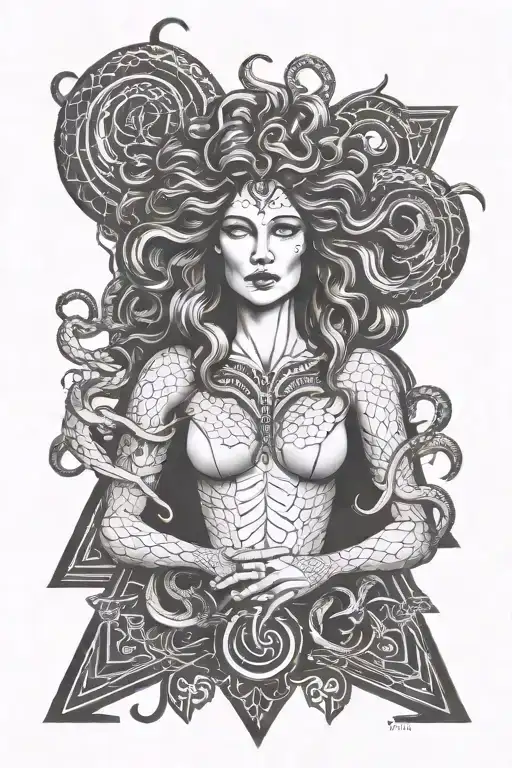 Medusa Snake Body Little Lines