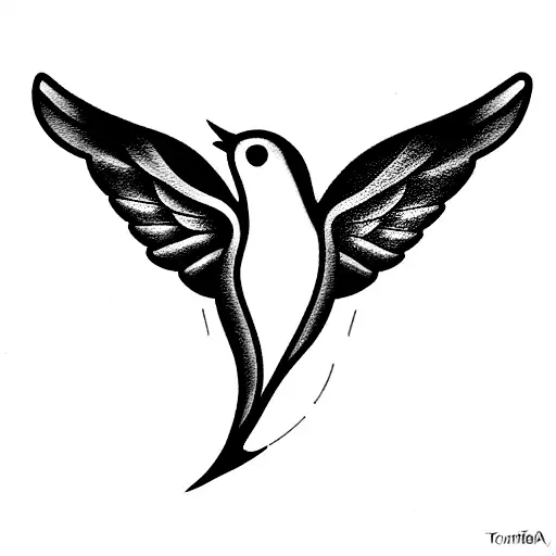 Flying Swallows On The Background Of Kyiv And Below The Binary Code