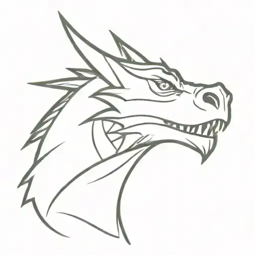 Dragon Face Front Profile With Mouth Open