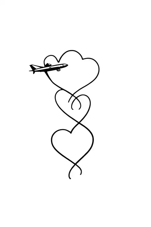 Airplane And Hearts Connected With Loops