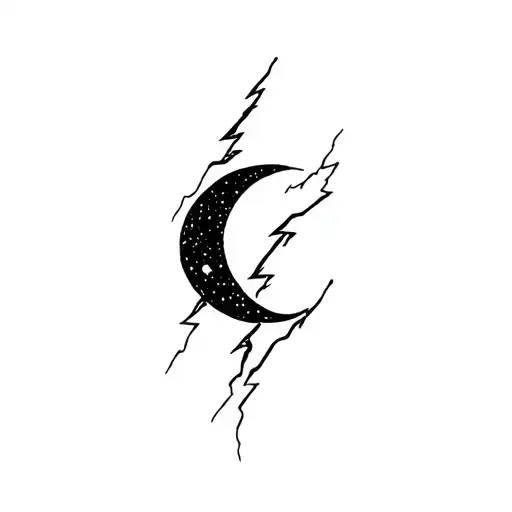 Lightning Storm With Crescen Moon