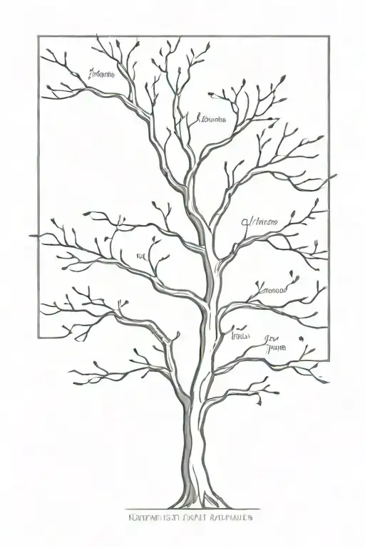 A Minimalist Design Of A Family Tree With Children's Names As Branches