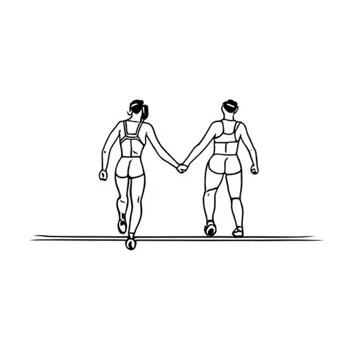 Triathlon Race And Wife Holding Hands And Walking