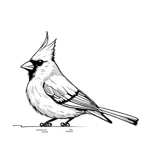 Fine Line Bird Cardinal