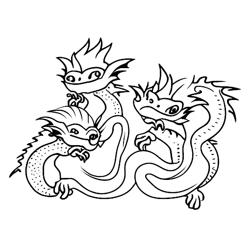 3 Little Dragons With Dagger