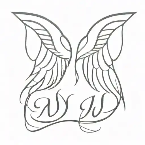 The Initials Jw And Ra With 3 Angel Wings Made