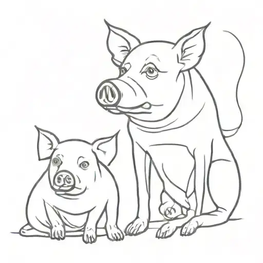Pig And Dog Sitting