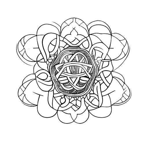 Group Tatu For 5 Friends In Abstract Style