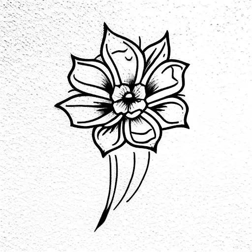 Katana And Blue Flower