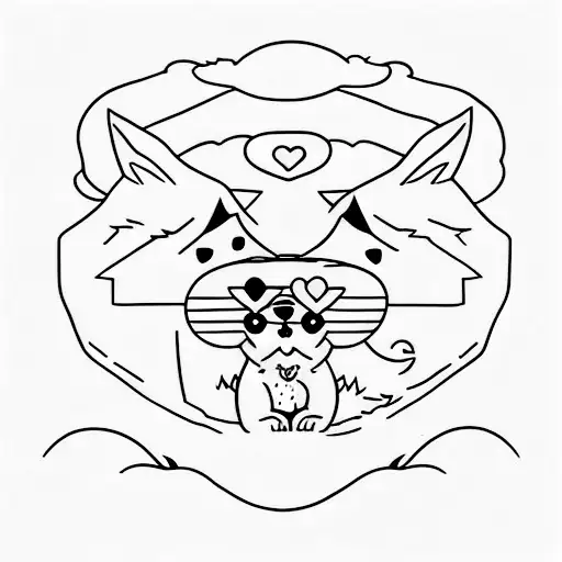 Wolf Cub Protecting A Sleeping Kitten