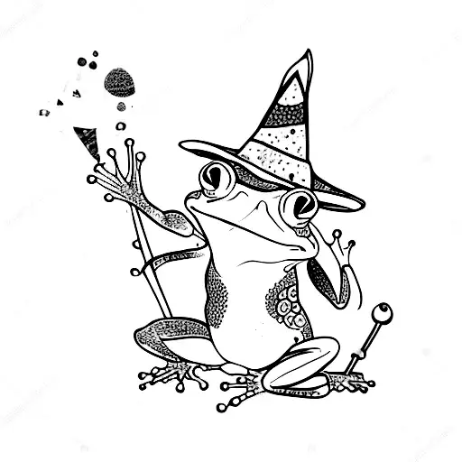 Frog With A Witch Hat Surrounded By Crystals